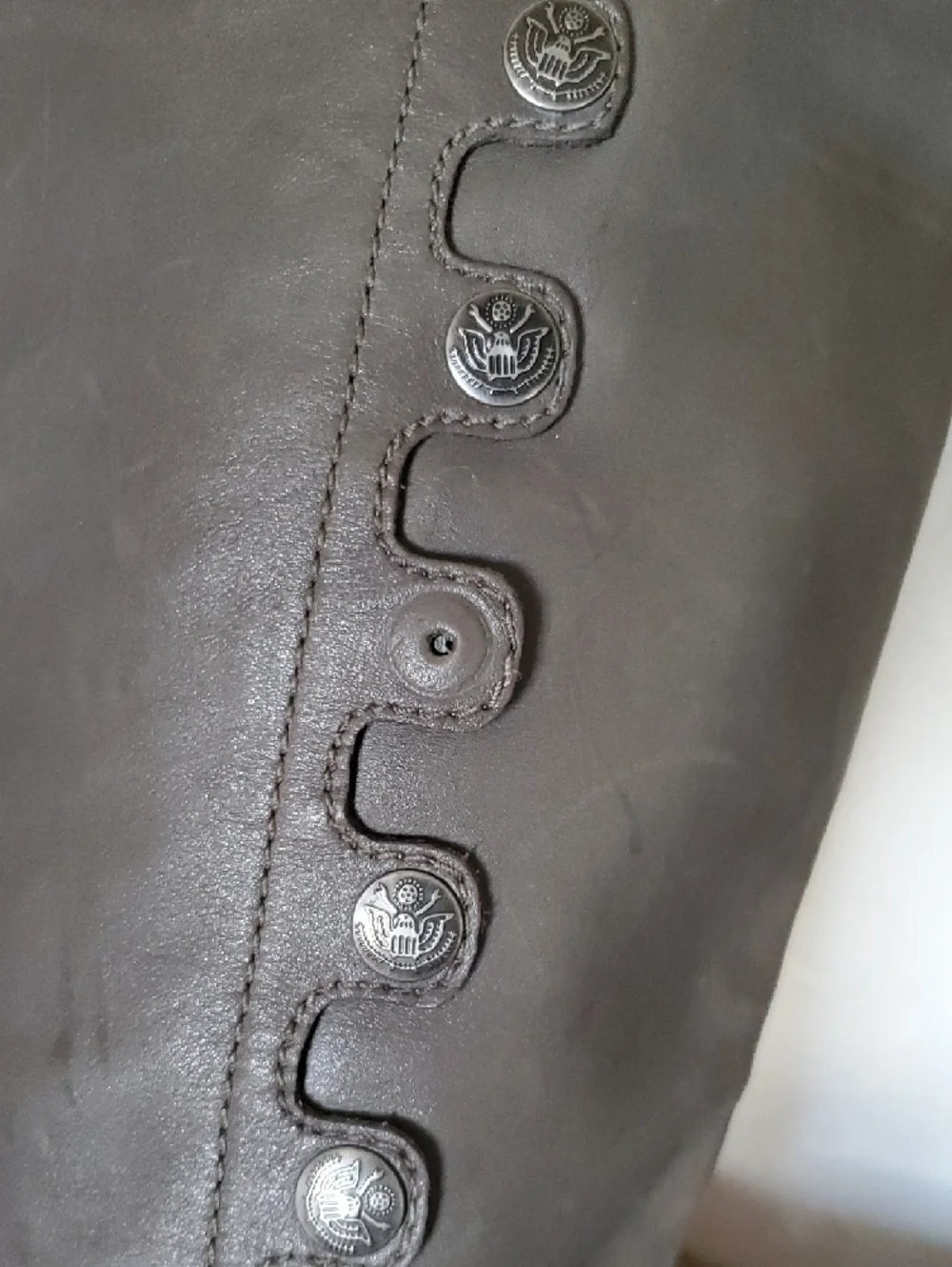 Sam Edelman Pierce 2 Button-Trim Tall Leather Riding Boots in Grey Size 8